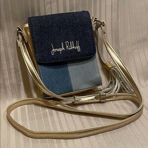 Joseph Ribkoff Blue and Gold Crossbody Bag